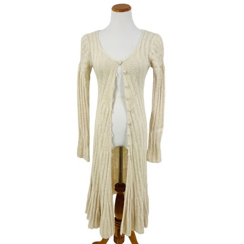 Free People Cream Long Sleeve Knit Dress